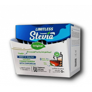 LIMITLESS STEVIA ORIGINAL NATURAL SWEETENER WITH CHROMIUM 0 CALORIES 50 STICK PACKS